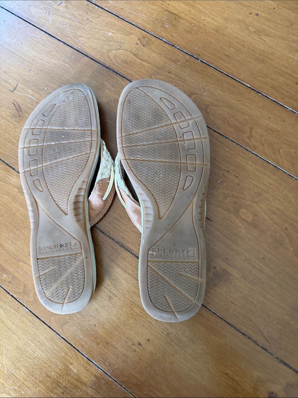 Sperry Tan and Cream Braided Thong Sandals - Picture 6 of 7